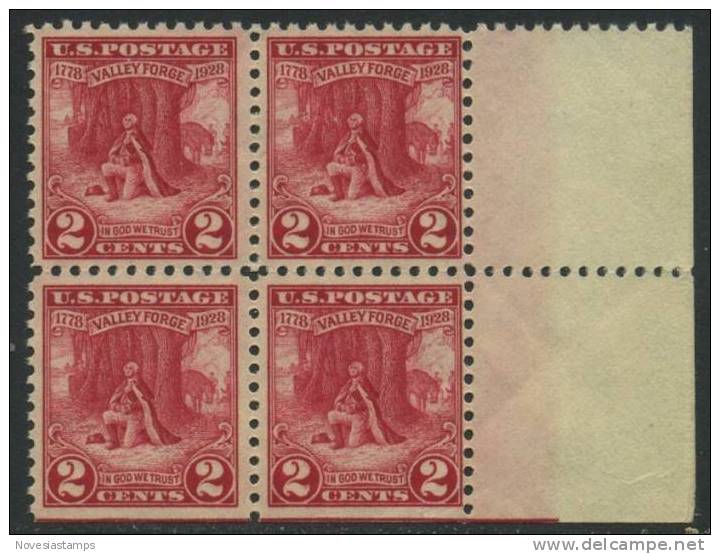 !a! USA Sc# 0645 MNH BLOCK W/ Right Margins (bottom Cut) - Valley Forge - Unused Stamps