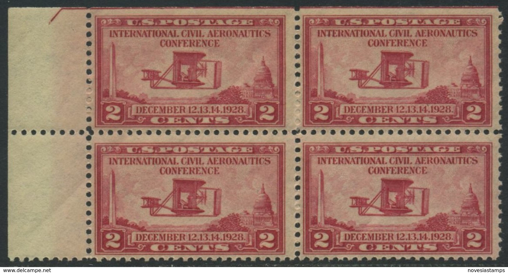 !a! USA Sc# 0649 MNH BLOCK W/ Left Margins (top Side Cut) - Aeronautics Conference - Unused Stamps