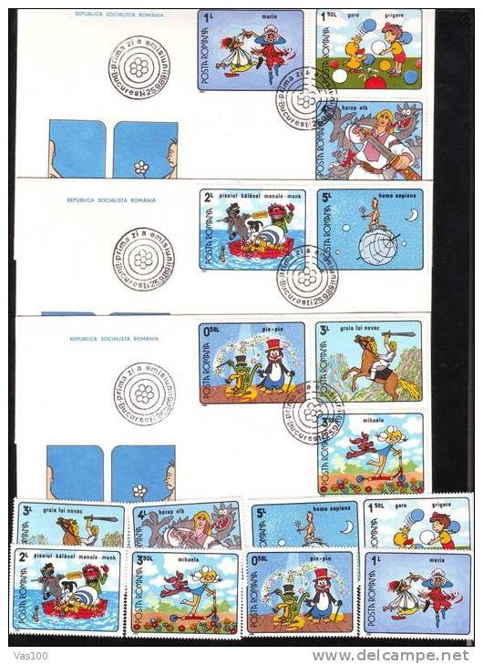 ROMANIA 1989 DISNEY GOPO,ELFISH,FDC + FULL SET,MNH,MICHEL # 4559-4566. - FDC