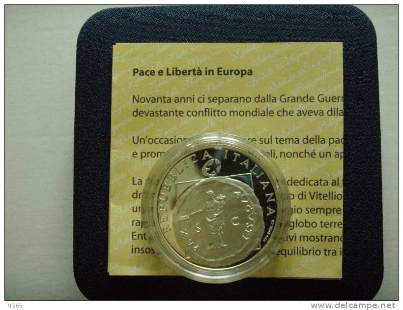 ITALY - REPUBBLICA ITALIANA - ANNO 2005  PACE E LIBERTA´ IN EUROPA  PROOF EURO 5 + 10  ARGENTO - Italia