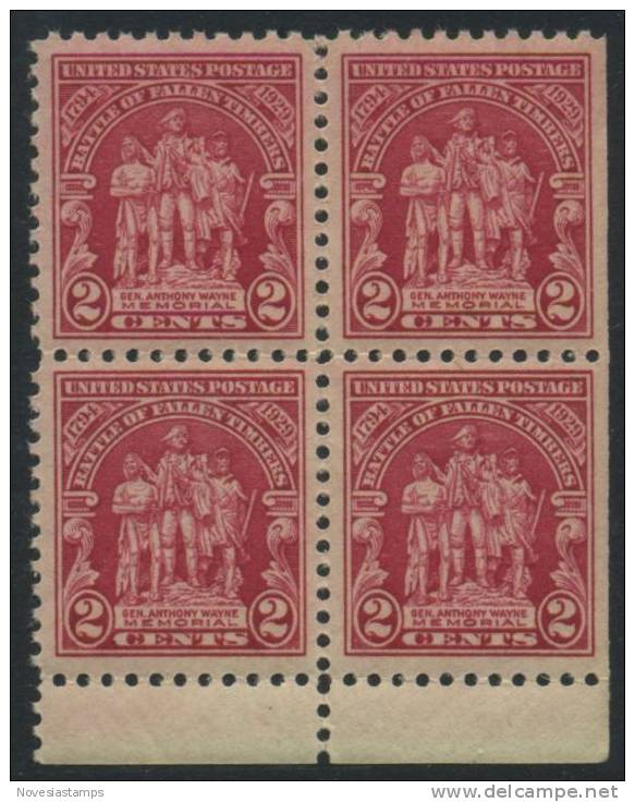 !a! USA Sc# 0680 MNH BLOCK W/ Bottom Margins (right Side Cut) - Battle Of Fallen Timbers - Unused Stamps