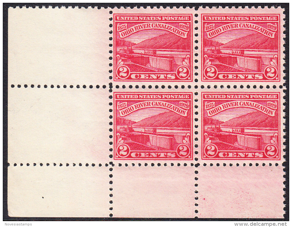 !a! USA Sc# 0681 MNH BLOCK From Lower Left Corner - Ohio River Canalization - Nuevos