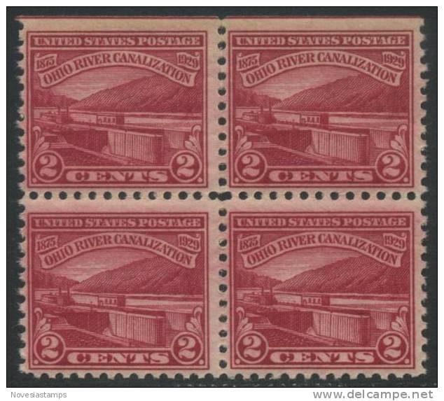 !a! USA Sc# 0681 MNH BLOCK (top Side Cut) - Ohio River Canalization - Unused Stamps