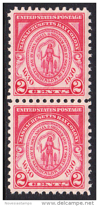 !a! USA Sc# 0682 MNH Vert.PAIR (a1) - Massachusetts Bay Colony - Unused Stamps