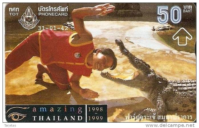 TARJETA DE TAILANDIA DE UN COCODRILO (COCODRILE) - Crocodiles And Alligators