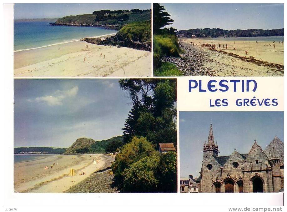 PLESTIN LES GREVES -  4 Vues :  La Plage - Le Rocher Légendaire Et L´eglise - N° MX  6499 - Plestin-les-Greves