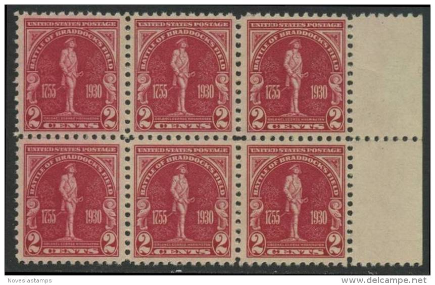 !a! USA Sc# 0688 MNH Horiz.BLOCK(6) W/ Right Margins (a1) - Braddocks Fields - Unused Stamps