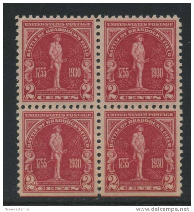 !a! USA Sc# 0688 MNH BLOCK (bottom Side Cut) - Braddocks Fields - Neufs