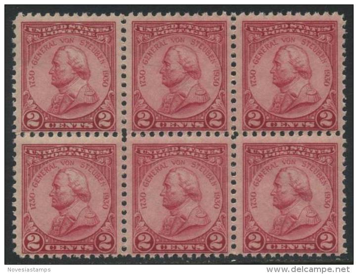 !a! USA Sc# 0689 MNH Horiz.BLOCK(6) (a1) - General Von Steuben - Unused Stamps