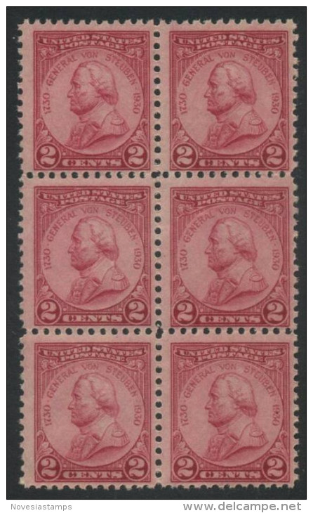 !a! USA Sc# 0689 MNH Vert.BLOCK(6) (a1) - General Von Steuben - Unused Stamps