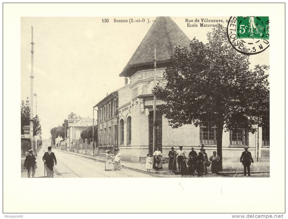 Grande Reproduction De CPA De Bezons – Rue De Villeneuve – Ecole Maternelle - Bezons