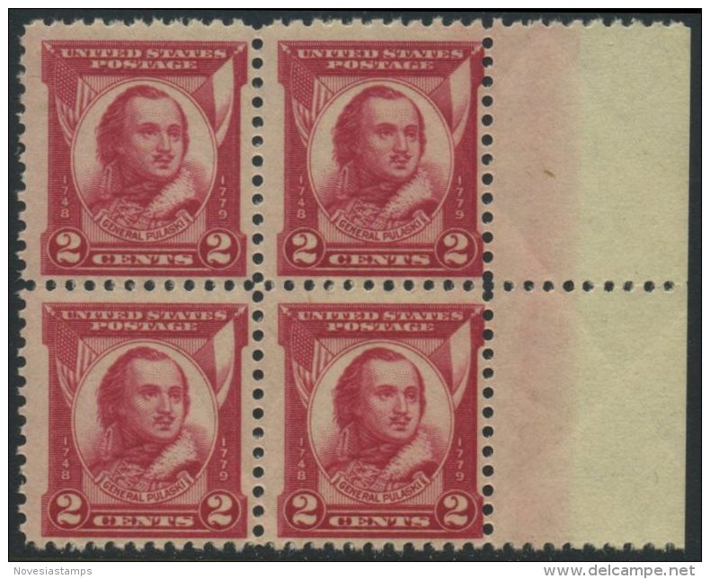 !a! USA Sc# 0690 MNH BLOCK W/ Right Margins (a1) - General Casimir Pulaski - Unused Stamps
