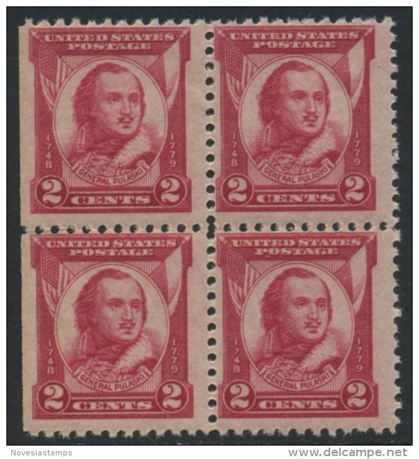 !a! USA Sc# 0690 MNH BLOCK (left Side Cut / A1) - General Casimir Pulaski - Unused Stamps