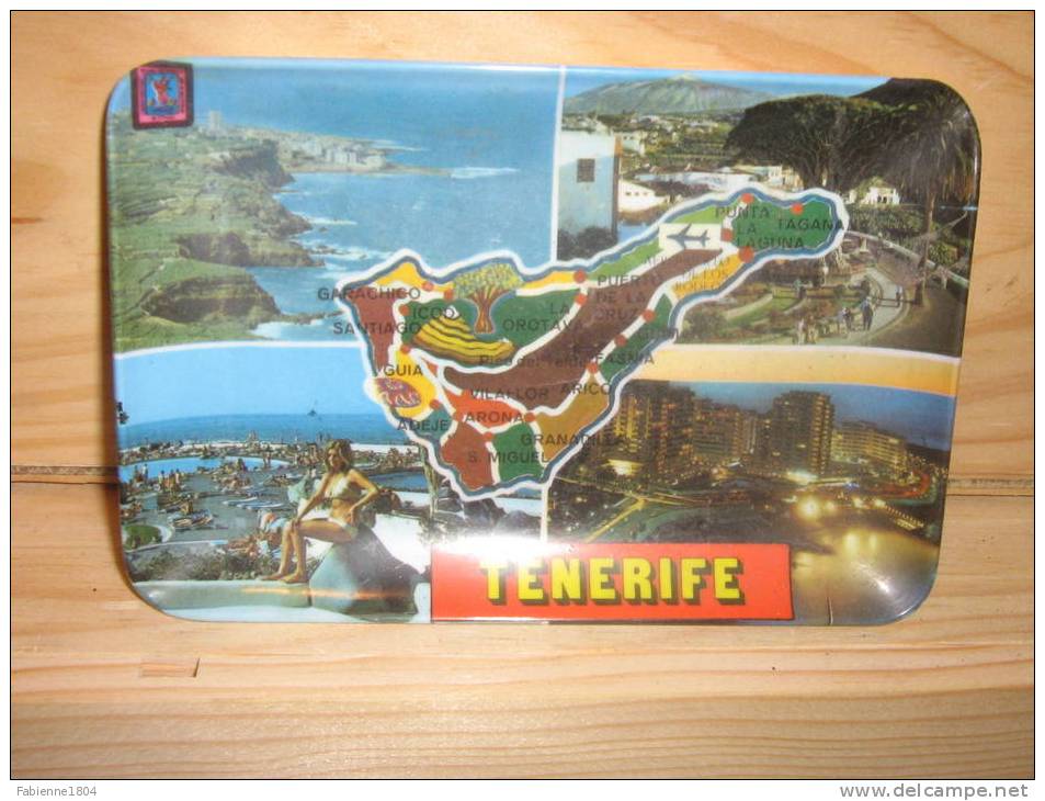 TENERIFE CANARIES ESPAGNE 1 CARTE POSTALE SUR UN RAMASSE MONNAIE OU CENDRIER TYPE MEBEL - Tenerife