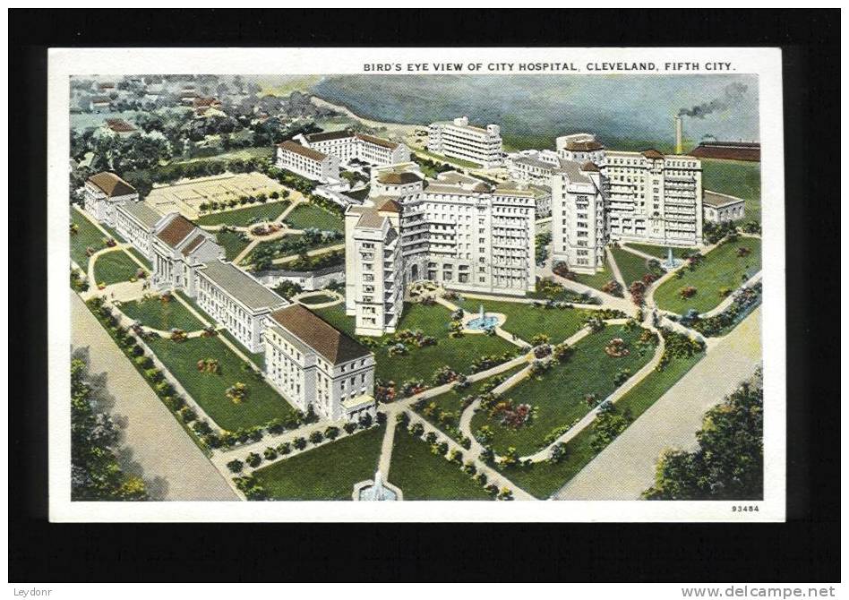 Bird's Eye View Of City Hospital, Cleveland, Fifth City, Ohio - Cleveland