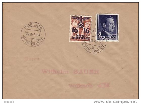 GG Brief Mif Minr.34,41 Gorlice 26.10.41 - Besetzungen 1938-45