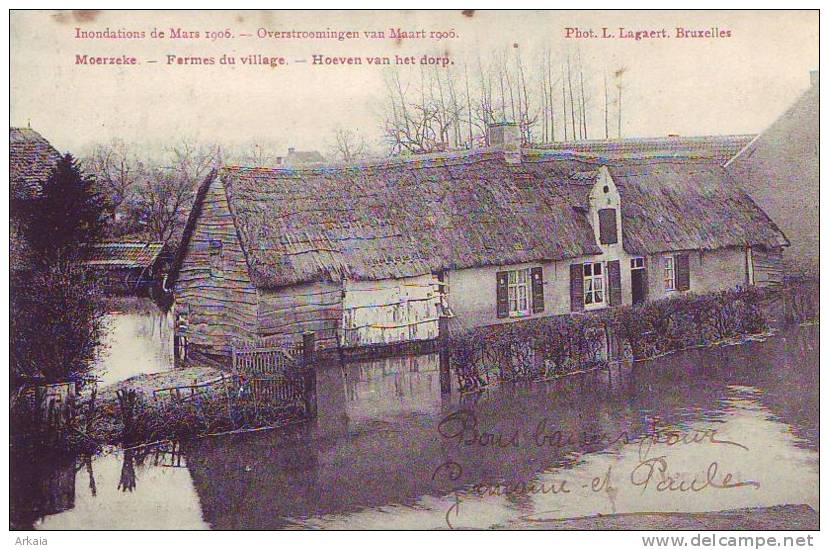 MOERZEKE = Inondations De Mars 1906 = Fermes Du Village (L. Lagaert) - Autres & Non Classés