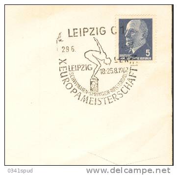 1962 Allemagne Leipzig  Natation Swimming Nuoto Champ. Europe  Sur Lettre éntiere - Zwemmen