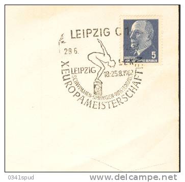 1962 Allemagne Leipzig  Natation Swimming Nuoto Champ. Europe  Sur Lettre éntiere - Natation