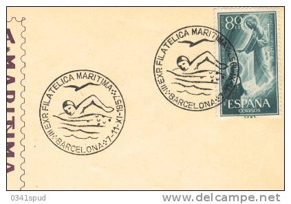 1957  Espagne   Natation Swimming Nuoto  Sur Lettre éntiere - Zwemmen