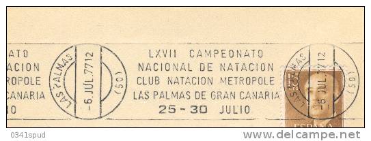 1977  Espagne Las Palmas  Natation Swimming Nuoto  Sur Lettre éntiere - Nuoto