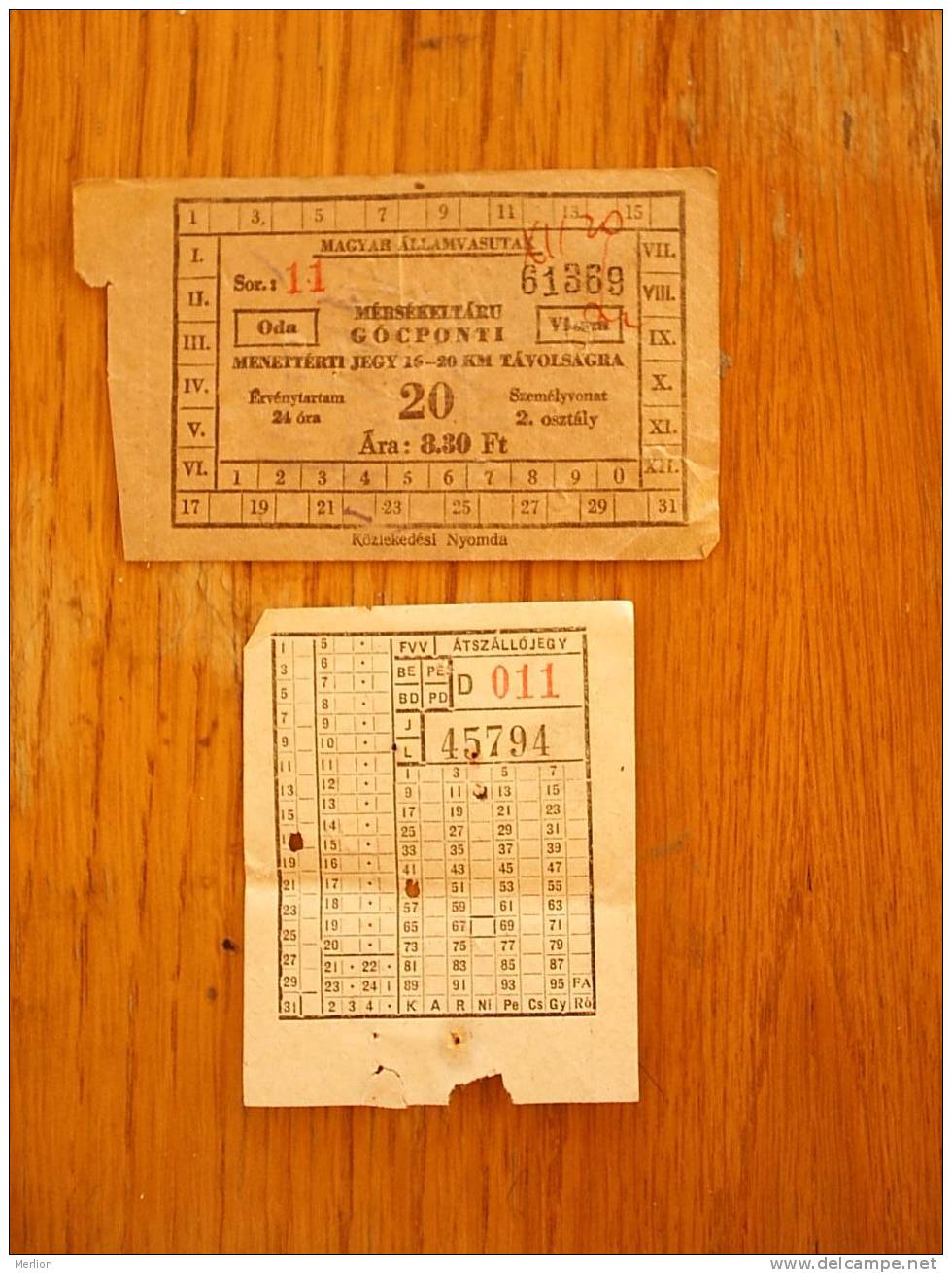 Train  Tickets  - Hungary  ,  Used  1950´s D15039 - Europe