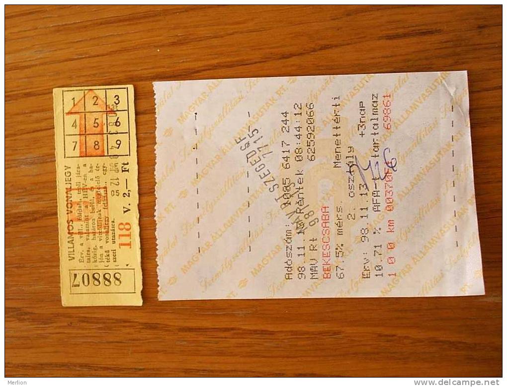 Tram And Train  Tickets  - Hungary  ,  Used  1980-90's´s  D15044 - Europe