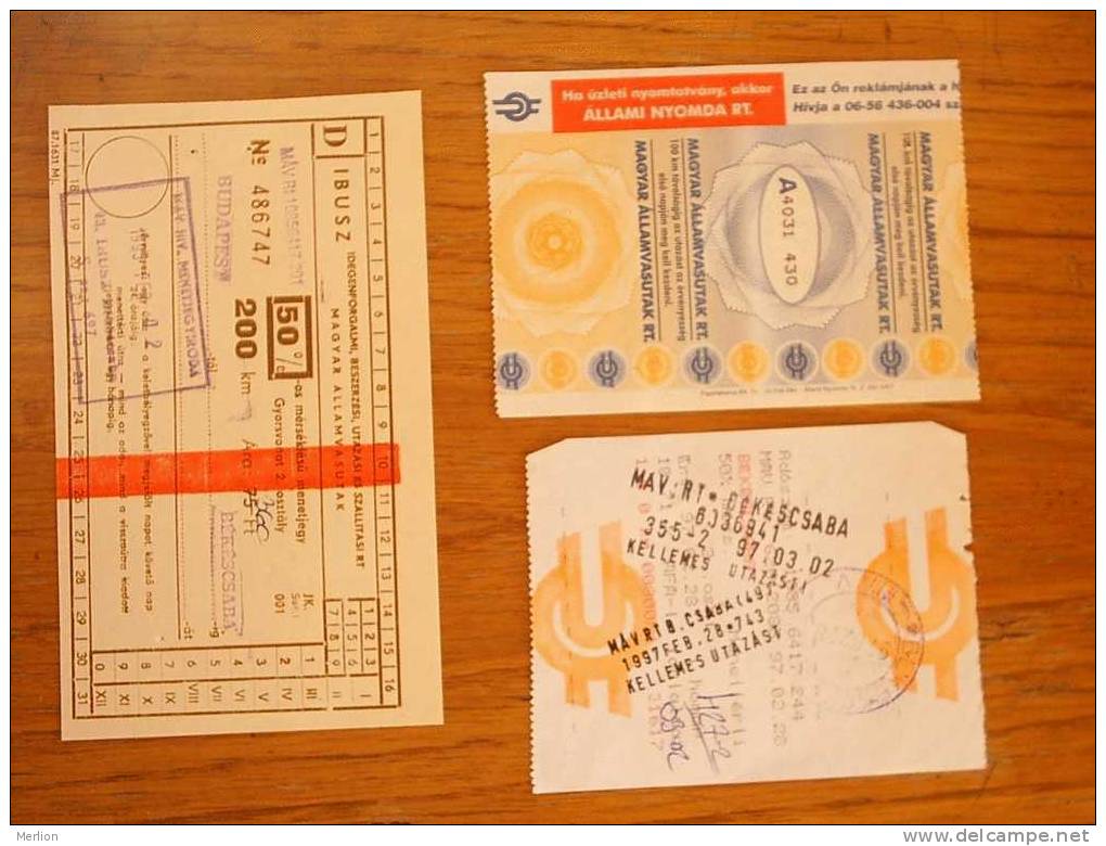 Train  Tickets  - Hungary  ,  Used  1990´s´  D15045 - Europe