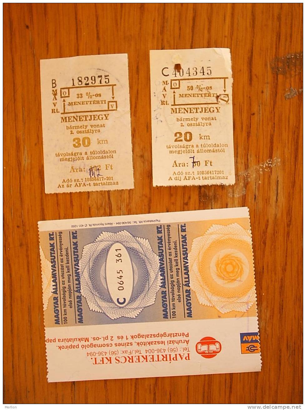 Railway , Train  Tickets  - Hungary  , MÁV -  Used  1990´s  D15060 - Europa