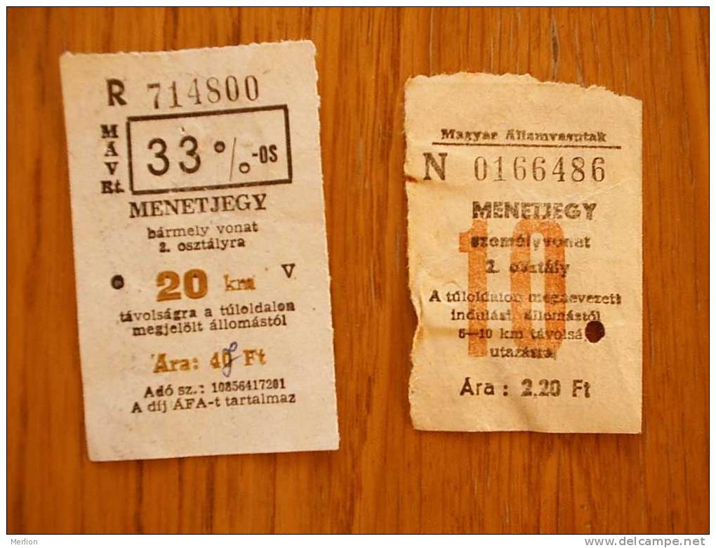 Railway - Train  Tickets   - Hungary  ,-  Used  1950´s  And 1990´s  D15076 - Europe