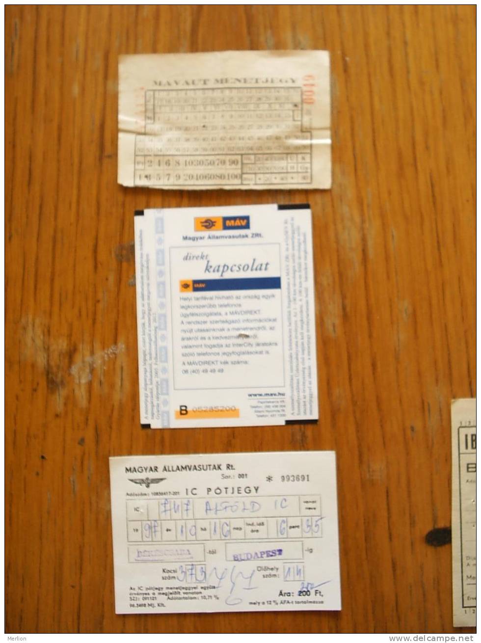 Railway - Train  Tickets   - Hungary  ,-  MÁV - Used   1990´s  D15086 - Europa