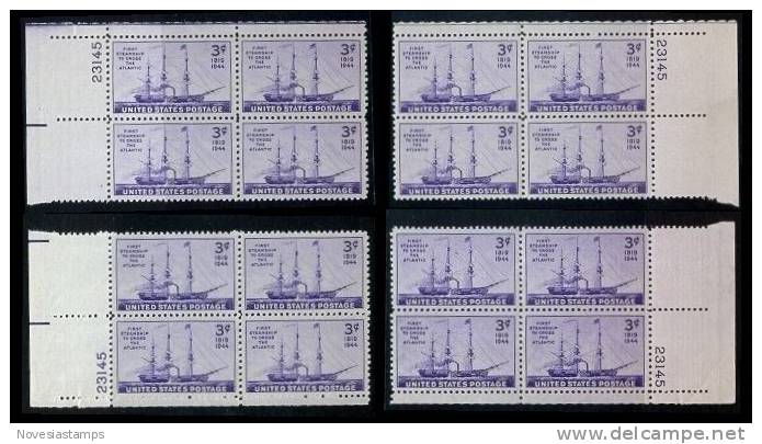 !a! USA Sc# 0923 MNH PLATEBLOCK (4x/23145) - Steamship Matched Set - Neufs