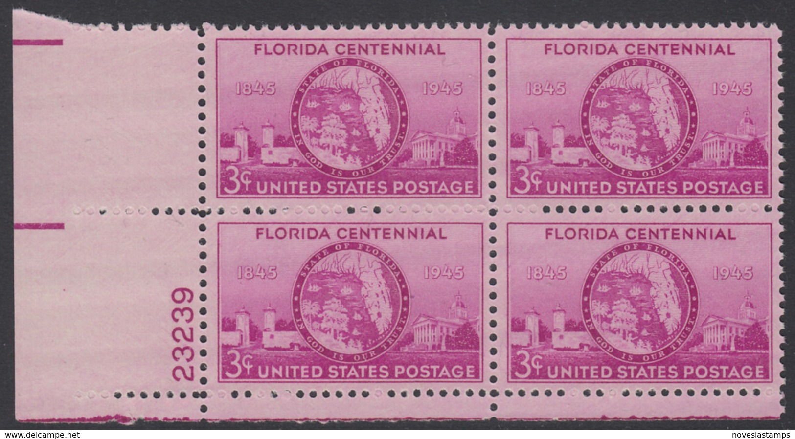 !a! USA Sc# 0927 MNH PLATEBLOCK (LL/23239/a) - Florida Statehood - Unused Stamps