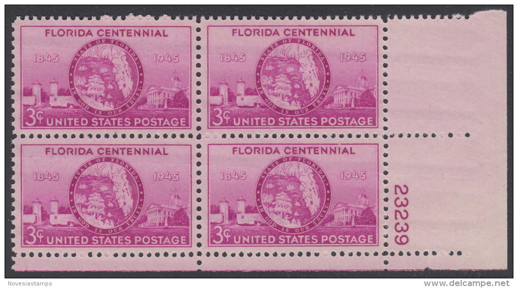 !a! USA Sc# 0927 MNH PLATEBLOCK (LR/23239/a) - Florida Statehood - Unused Stamps