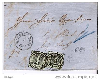 Tht028/  THURN & TAXIS - Michelstadt 1859, Stempel 135 Auf 7 A (2Stück) Nach Rimbach Odw. - Briefe U. Dokumente