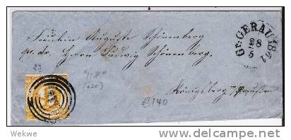 Tht039/ THURN & TAXIS -  Gross Gerau 1861 Auf Mi. 23 Nummernstempel 118, N. Königsberg - Briefe U. Dokumente