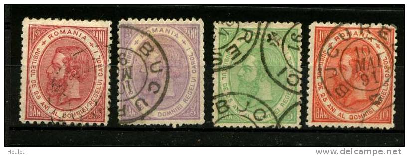 Rumänien Mi.N° 90/93 , 1891,Regierungsjubiläum Von König Karl I., Die 3+10 Bani Vom Ersttag, Siehe 3 Scans - Usado