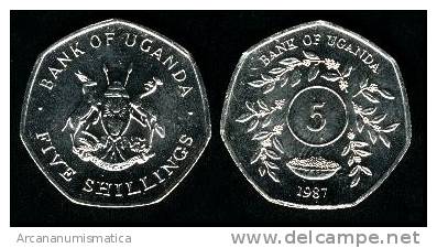 UGANDA 5 SHILLINGS ACERO KM#29 SC/UNC 1.987      DL-2471 - Ouganda