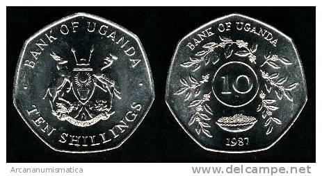 UGANDA 10 SHILLINGS ACERO KM#30 SC/UNC 1.987      T-DL-2477 - Uganda