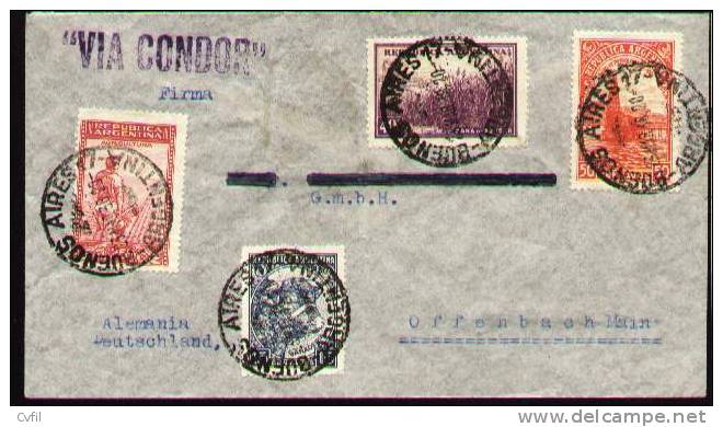 ARGENTINA 1938 - AIR COVER "VIA CONDOR" To GERMANY - Lettres & Documents