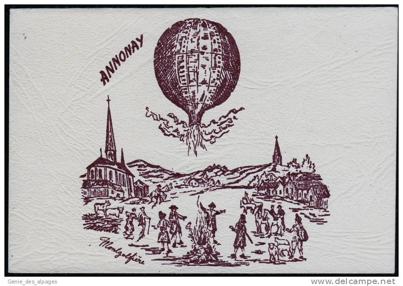 07  ANNONAY, Gravure, Montgolfière, CPSM 10x15, Imprimé Sérigraphie, - Annonay