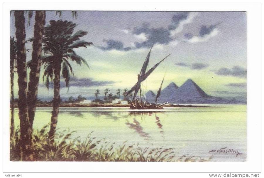 EGYPTE  /  THE  PYRAMIDS  AND  NILE  AT  MOONLIGHT  ( Voiliers ) /  Copyright  By  LEHNERT & LANDROCK , Cairo  N° 12 - Altri & Non Classificati