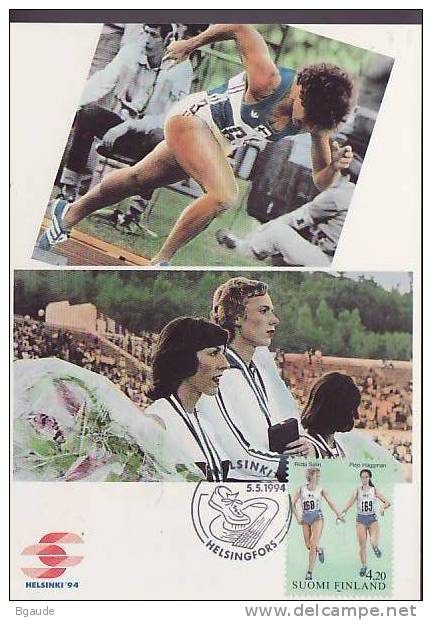 FINLANDE CARTE  MAXIMUM  NUM.YVERT 1217 SPORT ATHLETISME - Maximum Cards & Covers