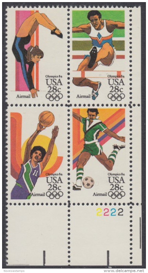 !a! USA Sc# C101-C104 MNH PLATEBLOCK (LR/2222/a) - Summer Olympics - 3b. 1961-... Nuovi