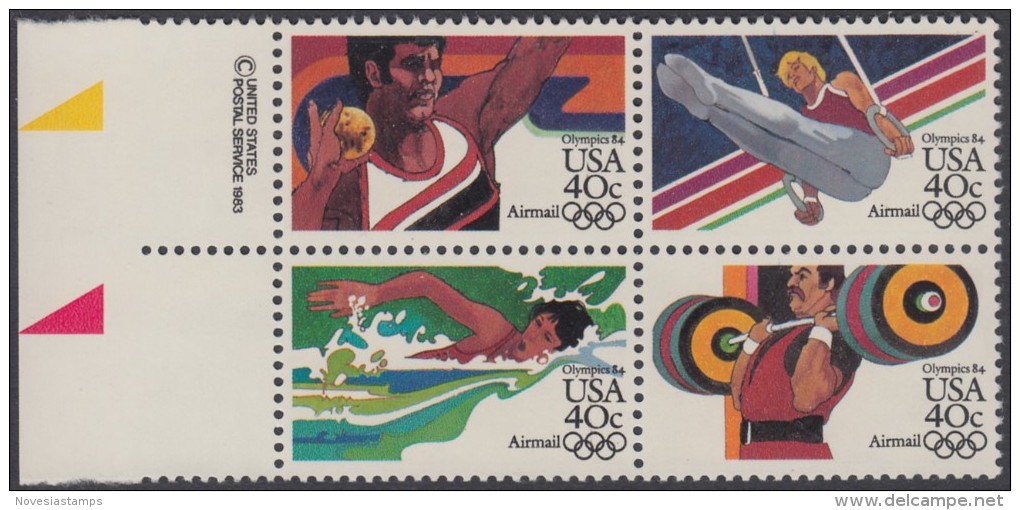 !a! USA Sc# C105-C108 MNH BLOCK W/ Left Margins & Copyright Symbol (a02) - Summer Olympics - 3b. 1961-... Nuovi