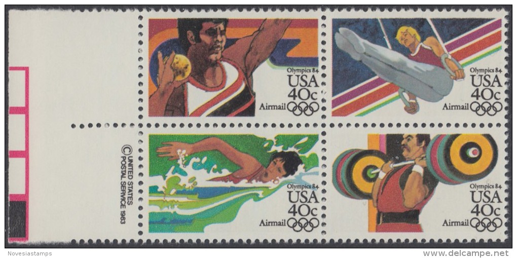 !a! USA Sc# C105-C108 MNH BLOCK W/ Left Margins & Copyright Symbol (a01) - Summer Olympics - 3b. 1961-... Ungebraucht