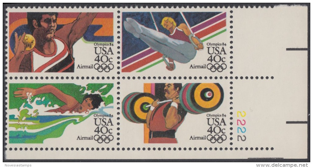 !a! USA Sc# C105-C108 MNH PLATEBLOCK (LR/2222) - Summer Olympics - 3b. 1961-... Ungebraucht