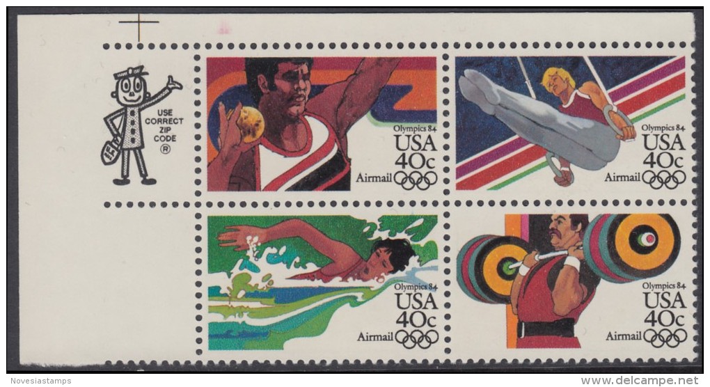 !a! USA Sc# C105-C108 MNH ZIP-BLOCK (UL) - Summer Olympics - 3b. 1961-... Nuovi