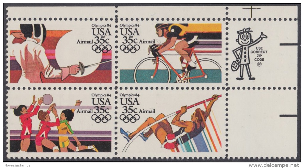 !a! USA Sc# C109-C112 MNH ZIP-BLOCK (UR) - Summer Olympics - 3b. 1961-... Ungebraucht