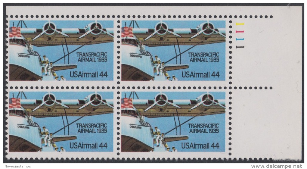 !a! USA Sc# C115 MNH PLATEBLOCK (UR/1111) - Transpacific Airmail; 50th Anniv. - 3b. 1961-... Nuovi